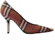 Order (W) Burberry Heels Tumit Tirus Kain Corak Kotak 'Coklat Pekat' 80655251