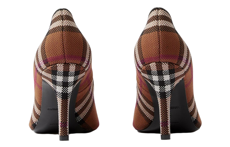 Purchase (W) Burberry Heels Check Fabric Hak Tinggi Motif Coklat Tua Plaid 80655251
