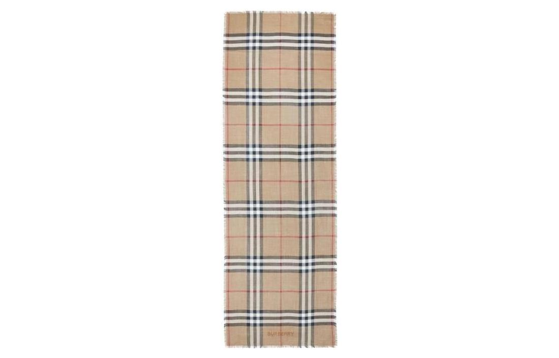 Lookbook (Women) Burberry Check Fringe Edge Silk Scarf for Women. 8060956A7026