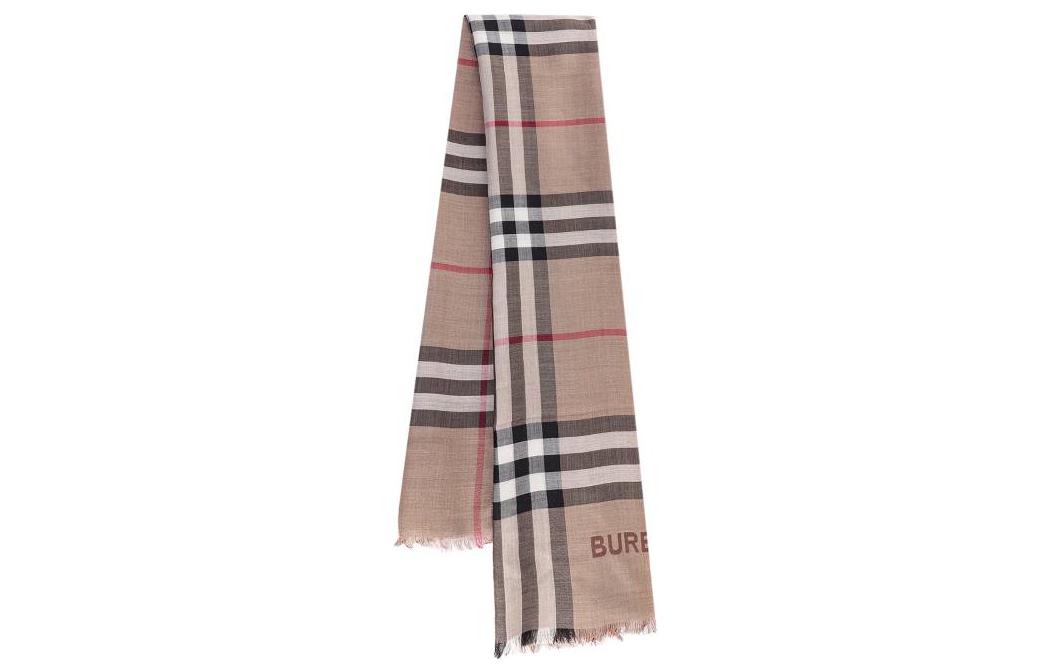 Shop (Women) Burberry Check Fringe Edge Silk Scarf for Women. 8060956A7026