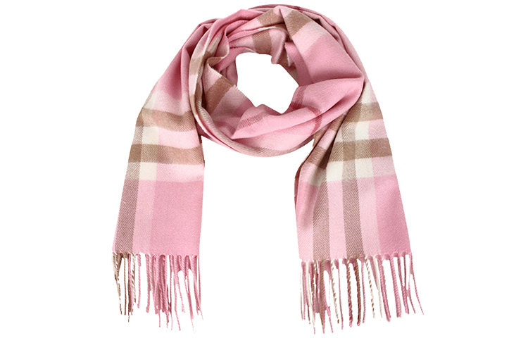 (Women) Burberry Check Fringe Warm Wool Scarf Pink 8022678 圖 2