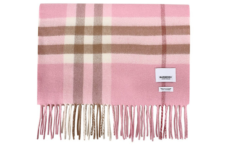 (Women) Burberry Check Fringe Warm Wool Scarf Pink 8022678 圖 3