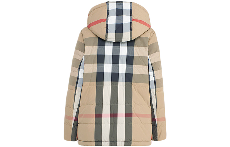 Lookbook (Women) Burberry Check Hooded Fitted Down Jacket Colorblocked 80334301