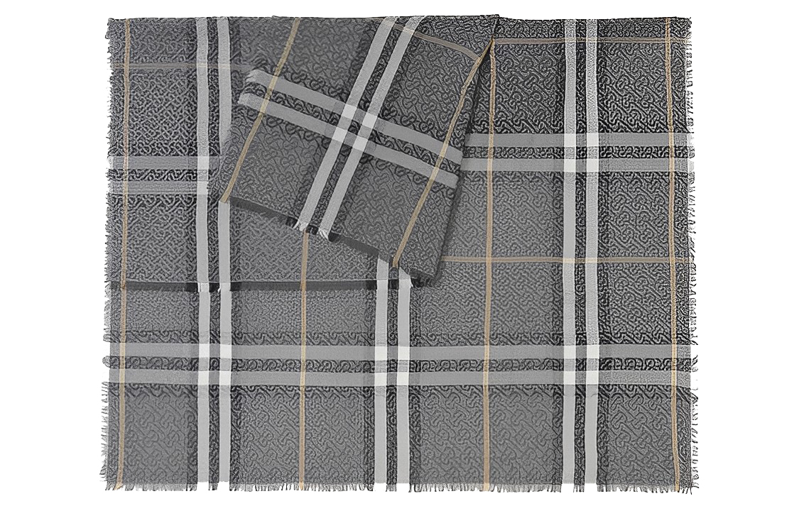 (Women) Burberry Check Logo Wool Scarf  Grey. 80642141 圖 4