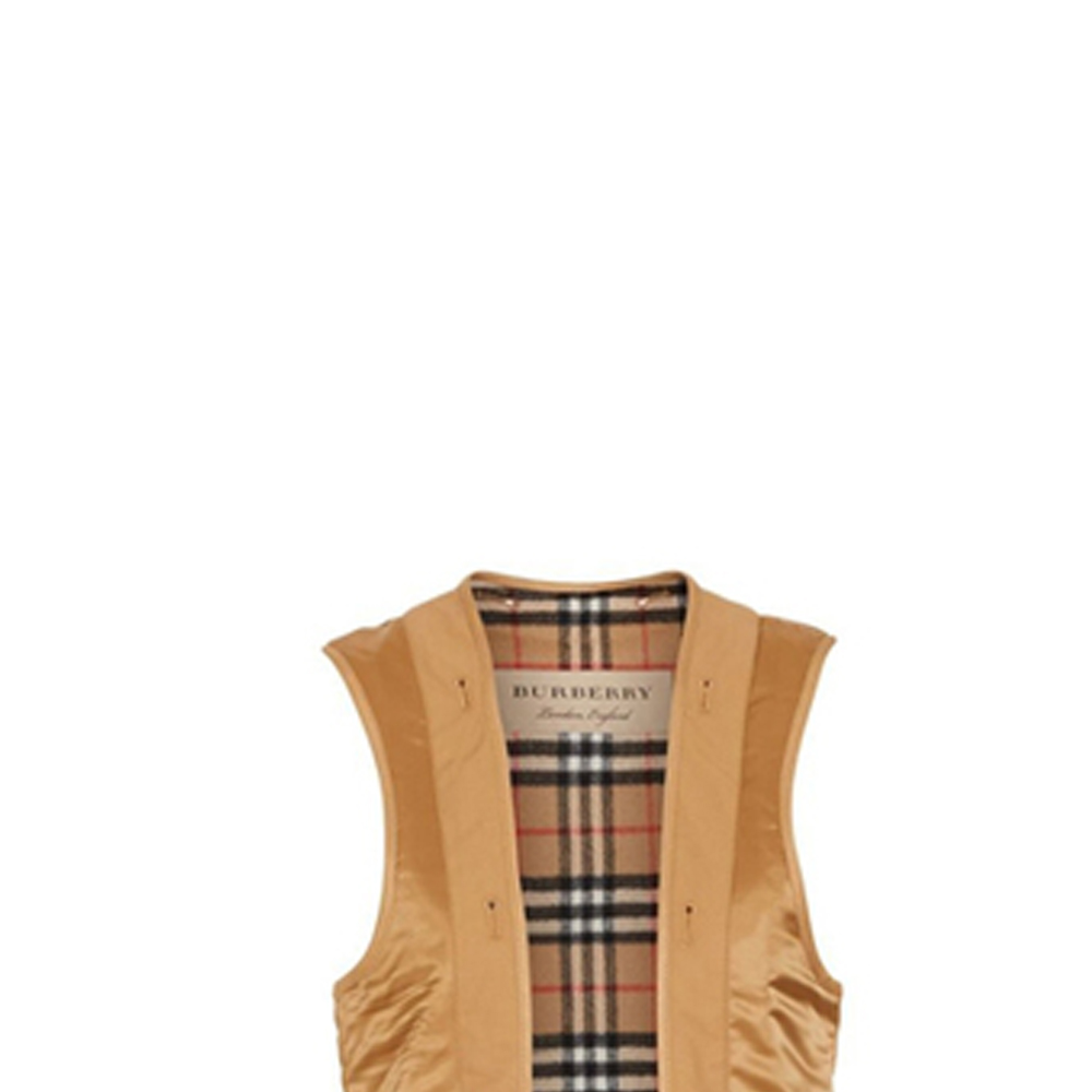 Lookbook (W) Burberry Check Vest Longgar Fit dalam Warna Khaki. 80041061