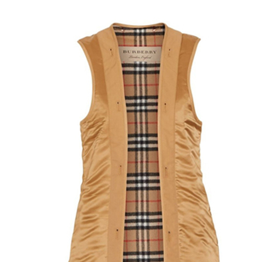 Shop (W) Burberry Check Vest Longgar Fit dalam Warna Khaki. 80041061