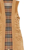 Sizing (W) Burberry 經典格紋寬鬆版長背心卡其色。 80041061