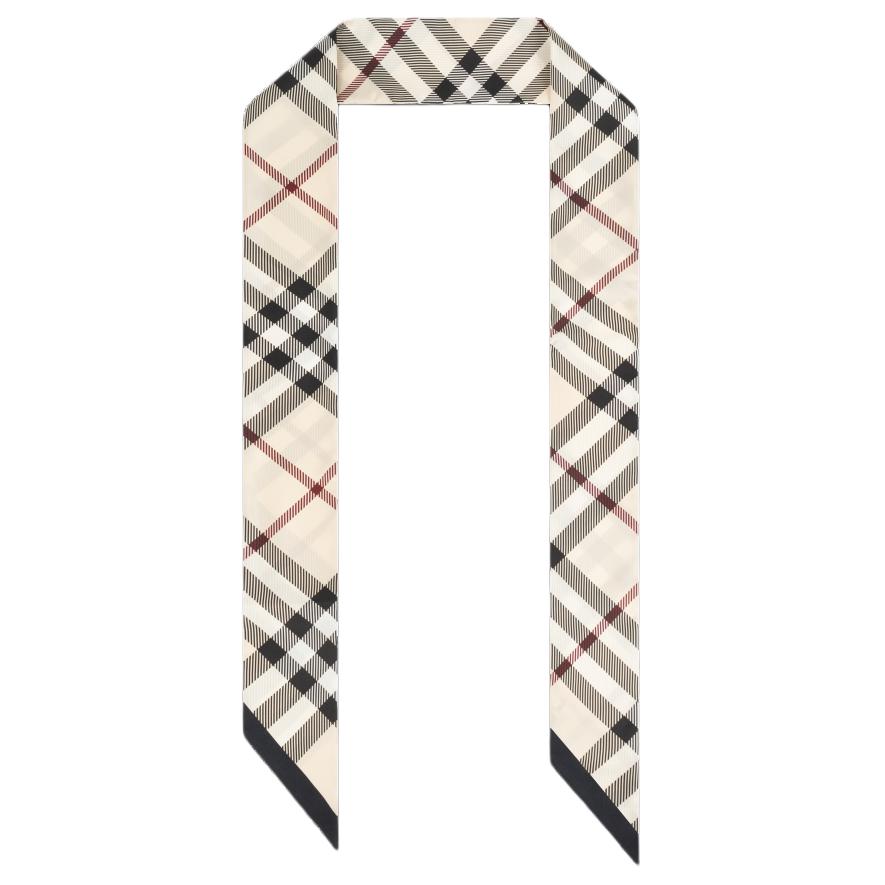 (Women) Burberry Check Pattern Silk Scarf for Women in Cream Color. 80958311 圖 2