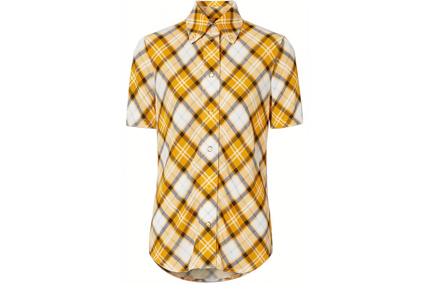 (Women) Burberry Check Pattern Woven Shirt in Tangerine Orange 80372961
