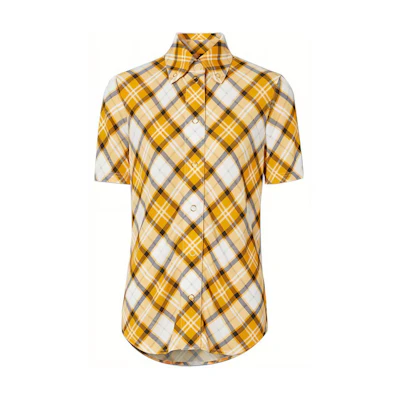 (Women) Burberry Check Pattern Woven Shirt in Tangerine Orange 80372961