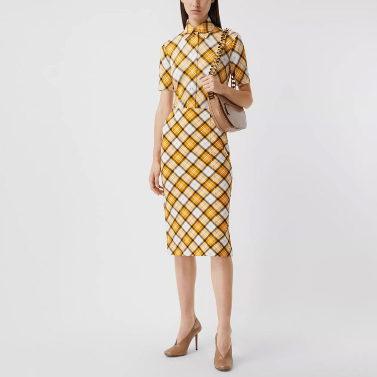 (Women) Burberry Check Pattern Woven Shirt in Tangerine Orange 80372961 圖 3