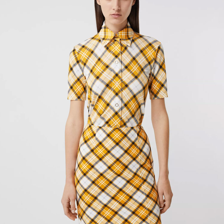 (Women) Burberry Check Pattern Woven Shirt in Tangerine Orange 80372961 圖 4