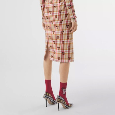 (Women) Burberry Check Pencil Skirt Beige 80379231 Purchase (Women) Burberry Check Pencil Skirt Beige 80379231