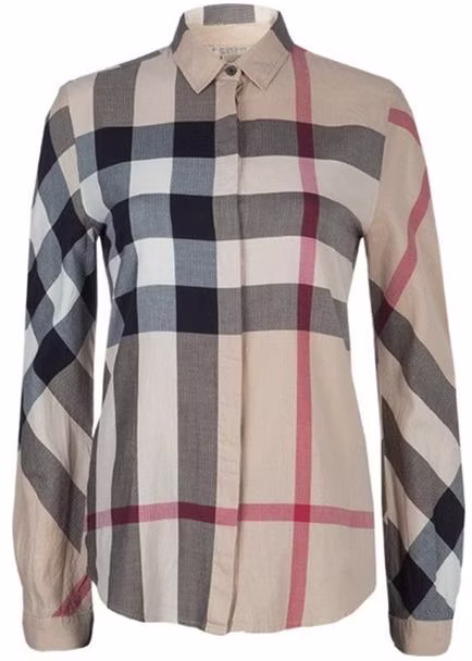 women-burberry-check-print-casual-long-sleeve-shirt-khaki-40616521