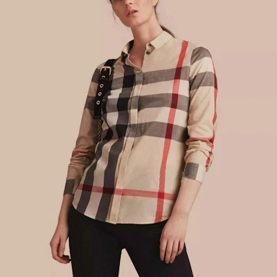 (W) Kemeja Lengan Panjang Kasual Burberry Cetak Kotak Khaki 40616521 Lookbook (W) Kemeja Lengan Panjang Kasual Burberry Cetak Kotak Khaki 40616521