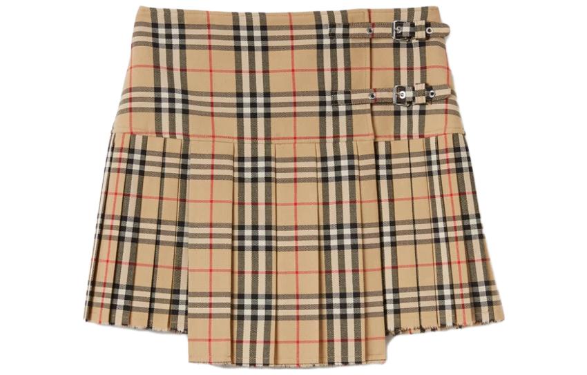 (Women) Burberry Check Print Short Elastic Waist Skirt Brown 80258321