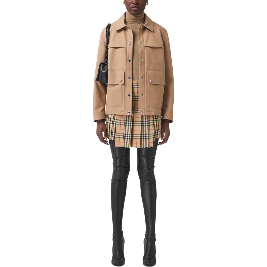 Lookbook (W) 博柏利格纹短裙 棕色 弹性腰设计 80258321