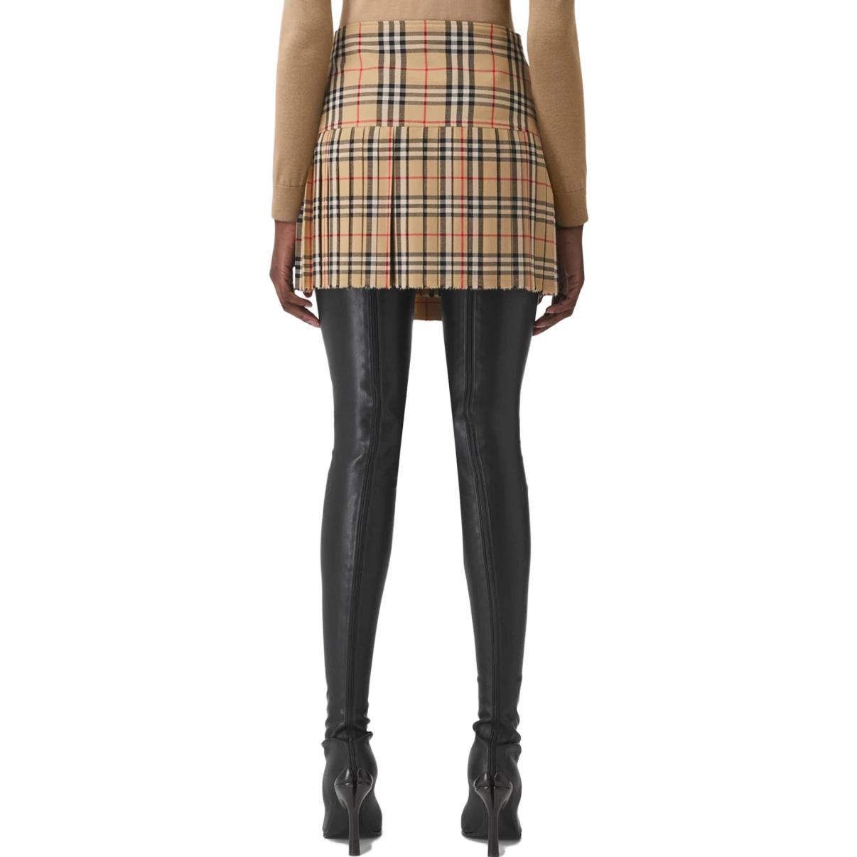 Shop (W) 博柏利格纹短裙 棕色 弹性腰设计 80258321