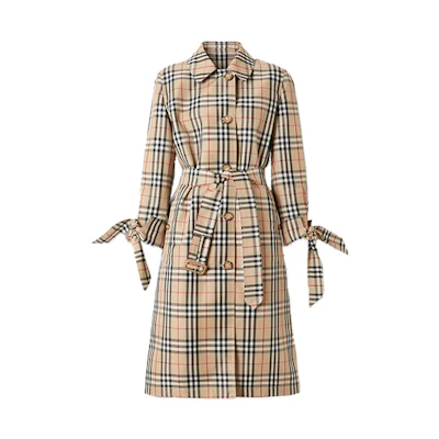 (Women) Burberry Check Print Single-Breasted Casual Coat Yellow 80322211