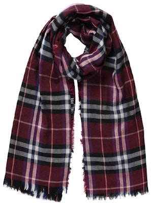 (Women) Burberry Check Scarf in Burgundy 4060992 Order (Women) Burberry Check Scarf in Burgundy 4060992