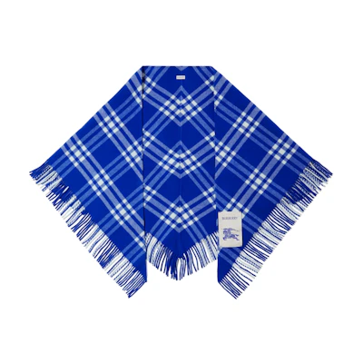 (Women) Burberry Check Tassel Logo Decorated Shawl - Blue. 80776071