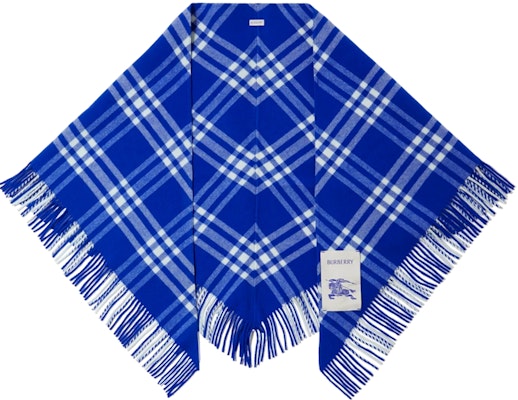 (Women) Burberry Check Tassel Logo Decorated Shawl - Blue. 80776071 Order (Women) Burberry Check Tassel Logo Decorated Shawl - Blue. 80776071