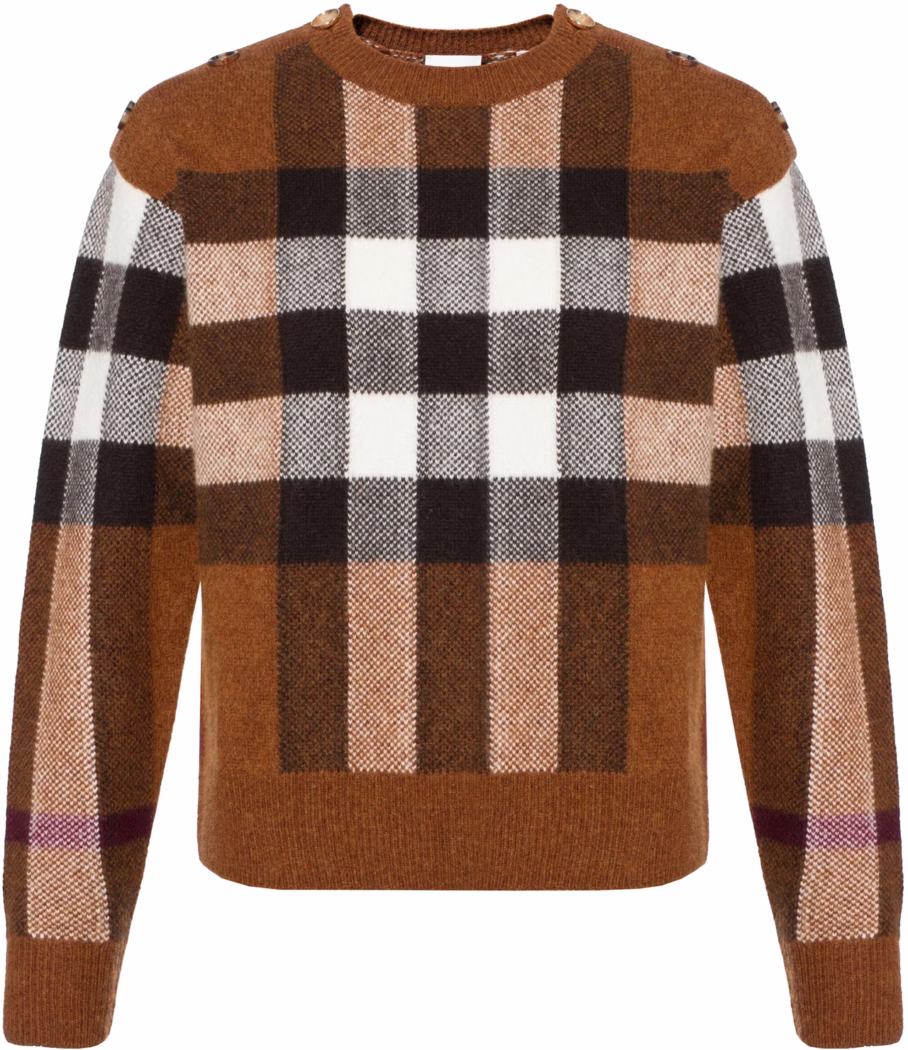 women-burberry-check-wool-blend-crewneck-sweater-in-dark-birch-brown-80484441