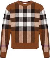 (Women) Burberry Check Wool-Blend Crewneck Sweater in Dark Birch Brown. 80484441 (Women) Burberry Check Wool-Blend Crewneck Sweater in Dark Birch Brown. 80484441
