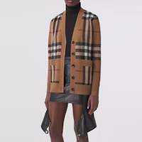 Shop (W) Burberry 格紋羊毛混紡提花針織毛衣 - 樺木棕色 80433721