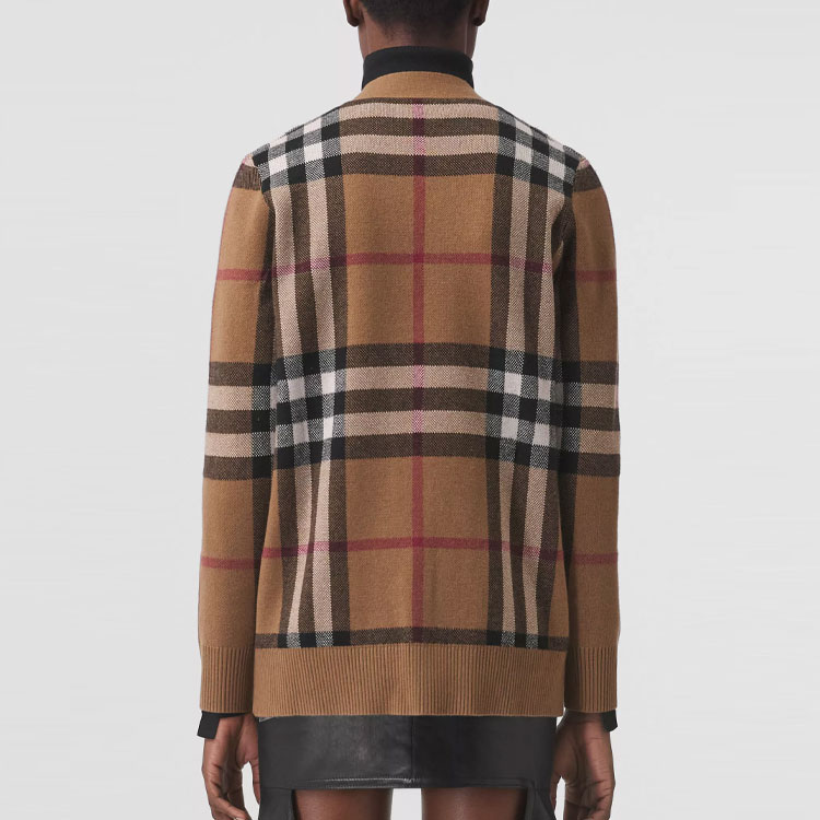 Purchase (W) 博柏利格纹羊毛混纺提花针织衫桦褐色. 80433721