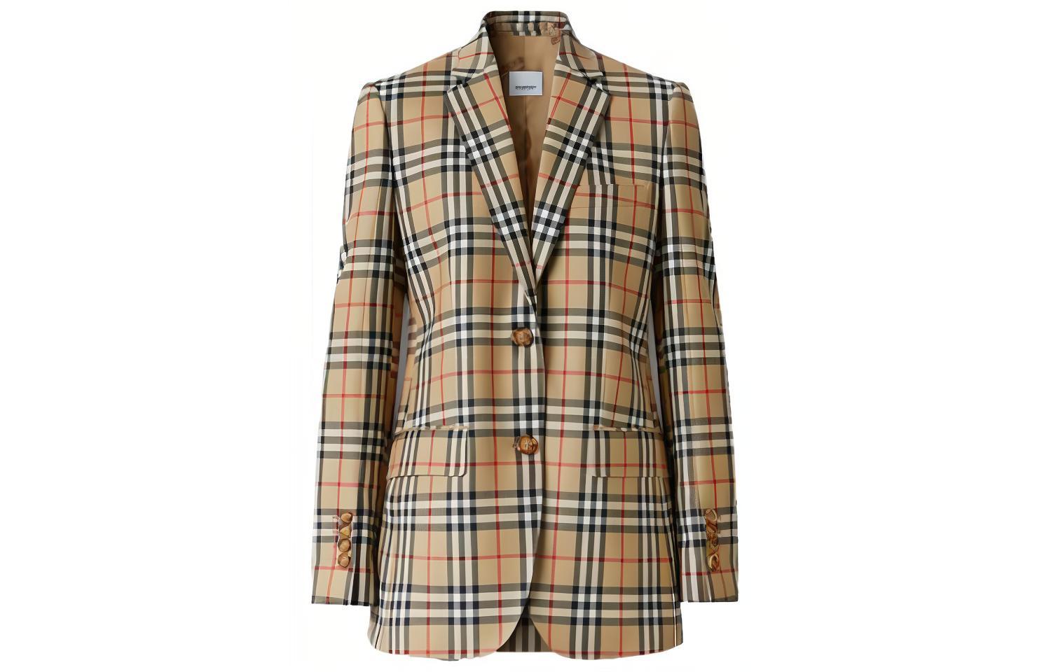 (Women) Burberry Check Wool Tailored Suit in Archive Beige 80334661