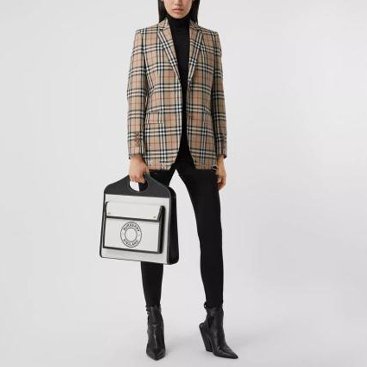 Shop (W) Burberry 經典格紋羊毛西裝 - 復古米色 80334661