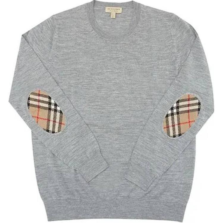 (Women) Burberry Checked Crewneck Pullover Sweatshirt Grey 80750151