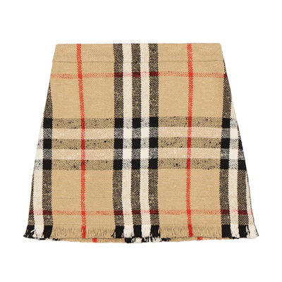 (Women) Burberry Checked Mini Casual Skirt for Women in Beige. 80723251