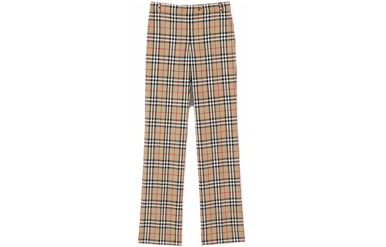 (Women) Burberry Checked Wool Tailored Trousers in Archive Beige 80334671