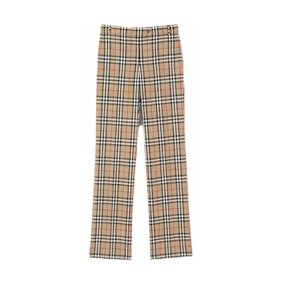 (Women) Burberry Checked Wool Tailored Trousers in Archive Beige 80334671