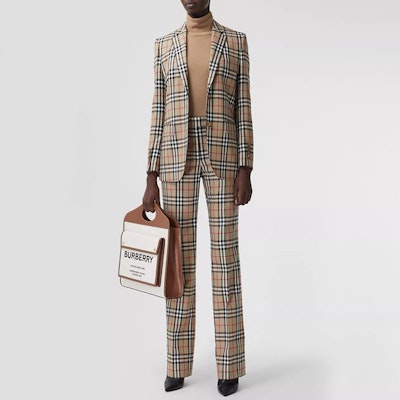 (Women) Burberry Checked Wool Tailored Trousers in Archive Beige 80334671 Details for (Women) Burberry Checked Wool Tailored Trousers in Archive Beige 80334671