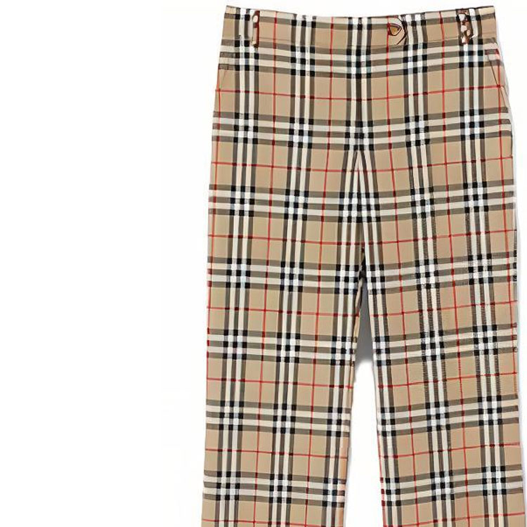 Sizing (Women) Burberry Checked Wool Tailored Trousers in Archive Beige 80334671