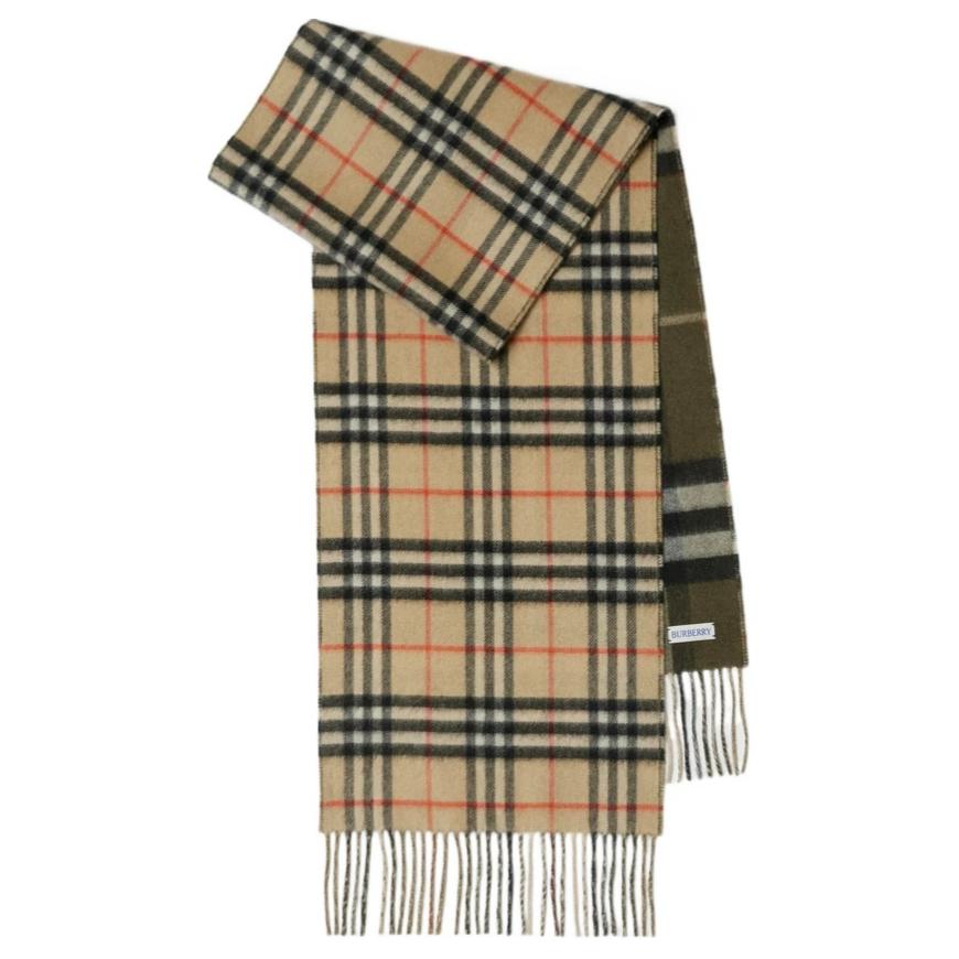 (Women) Burberry Checkered Cashmere Knitted Scarf for Women - Green. 80957021