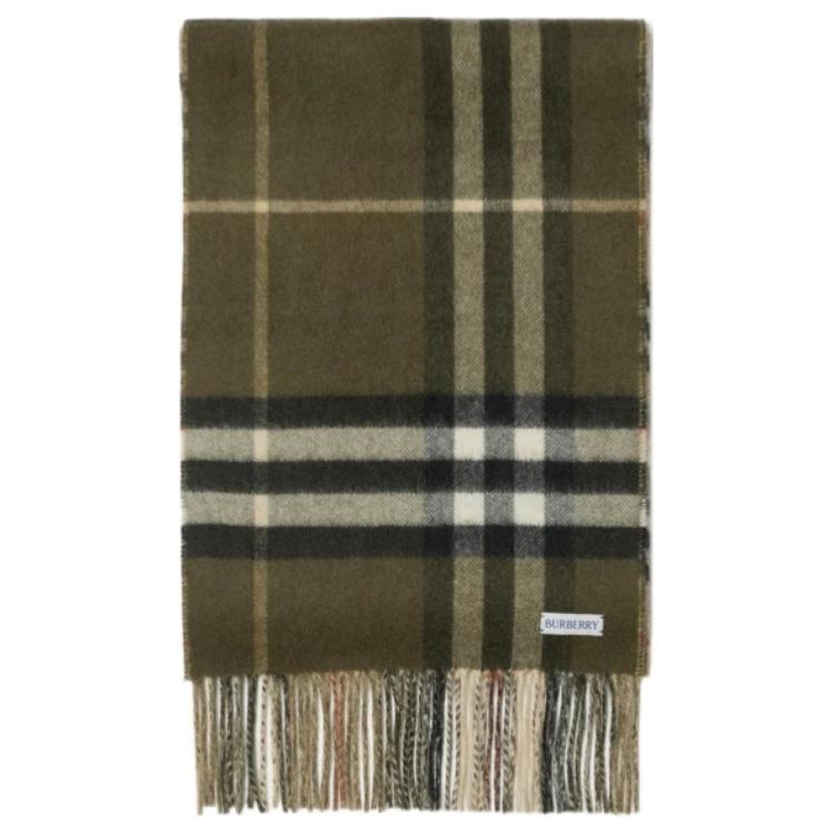 (Women) Burberry Checkered Cashmere Knitted Scarf for Women - Green. 80957021 圖 3