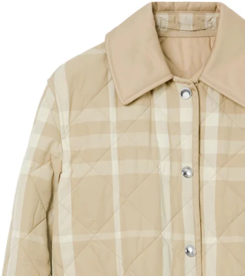 (W) Burberry 格紋菱形領長袖外套 女款柔黃色棕色。 80660871 Details for (W) Burberry 格紋菱形領長袖外套 女款柔黃色棕色。 80660871
