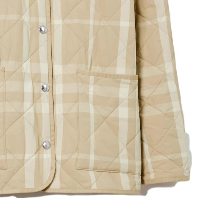 (W) Burberry 格紋菱形領長袖外套 女款柔黃色棕色。 80660871 Sizing (W) Burberry 格紋菱形領長袖外套 女款柔黃色棕色。 80660871