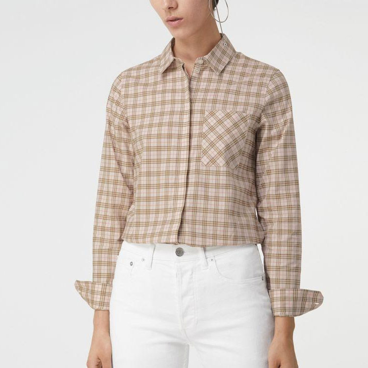 (Women) Burberry Checkered Long Sleeve Shirt Pink 80031201 圖 4