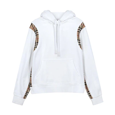 (Women) Burberry Checkered Patch Loose Hoodie Sweatshirt Spring White 80321291