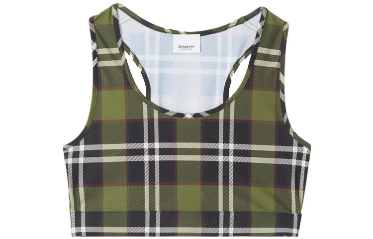 (Women) Burberry Checkered Sleeveless Round Neck Vest Women’s Green 80558461