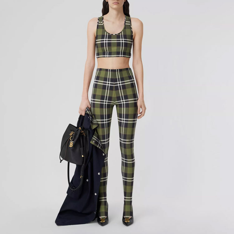 Lookbook (W) 博柏利绿色格纹无袖圆领女士背心 80558461