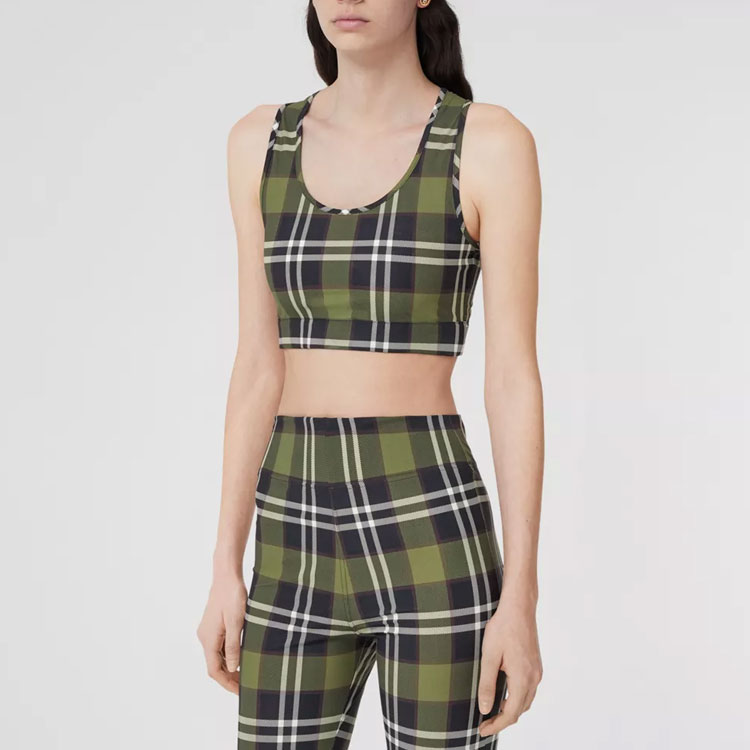 Purchase (W) 博柏利绿色格纹无袖圆领女士背心 80558461