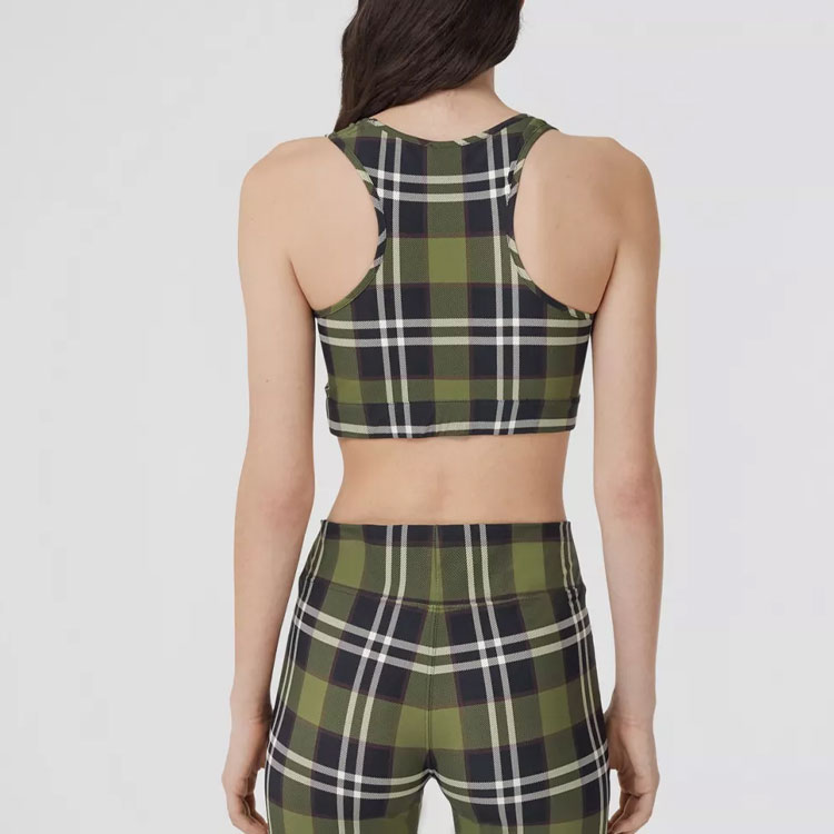 Details for (W) 博柏利绿色格纹无袖圆领女士背心 80558461