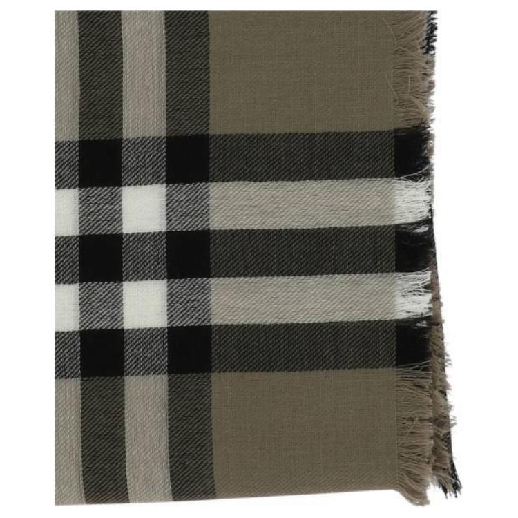 (Women) Burberry Checkered Wool Knit Scarf  Grey. 8090725 圖 2