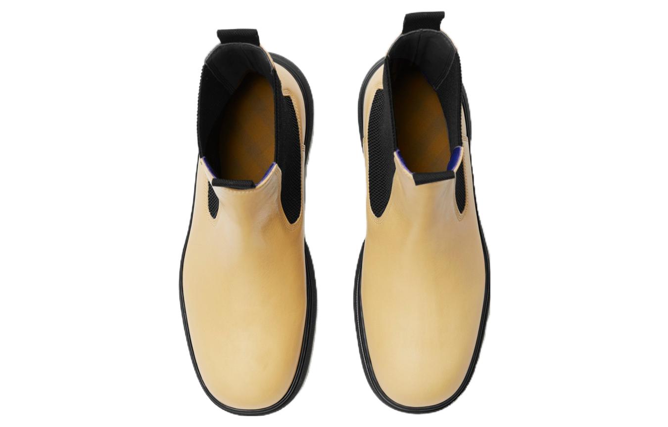 Order 博柏利小牛皮舒適休閒短中筒切爾西靴女款奶油色